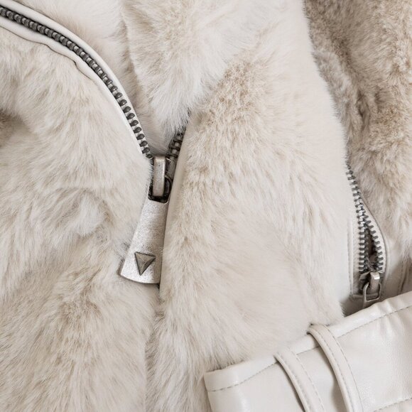 Guess Faux Fur Biker Jacket Frida ASO The Recruit Laura Haddock Screen Worn - Picture 10 of 15